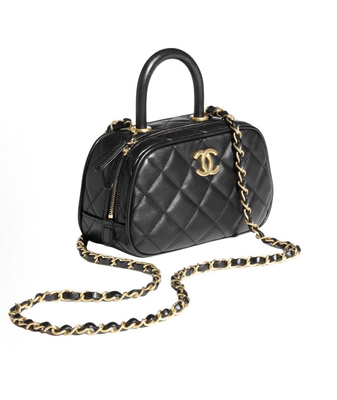 CHANEL Черная кожаная сумка с короткими ручками, фото 2