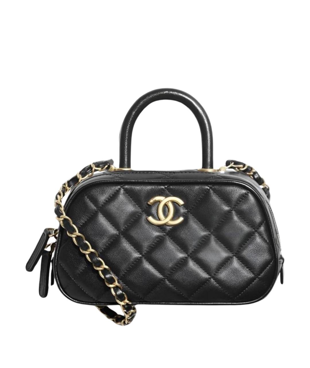 CHANEL Черная кожаная сумка с короткими ручками, фото 1