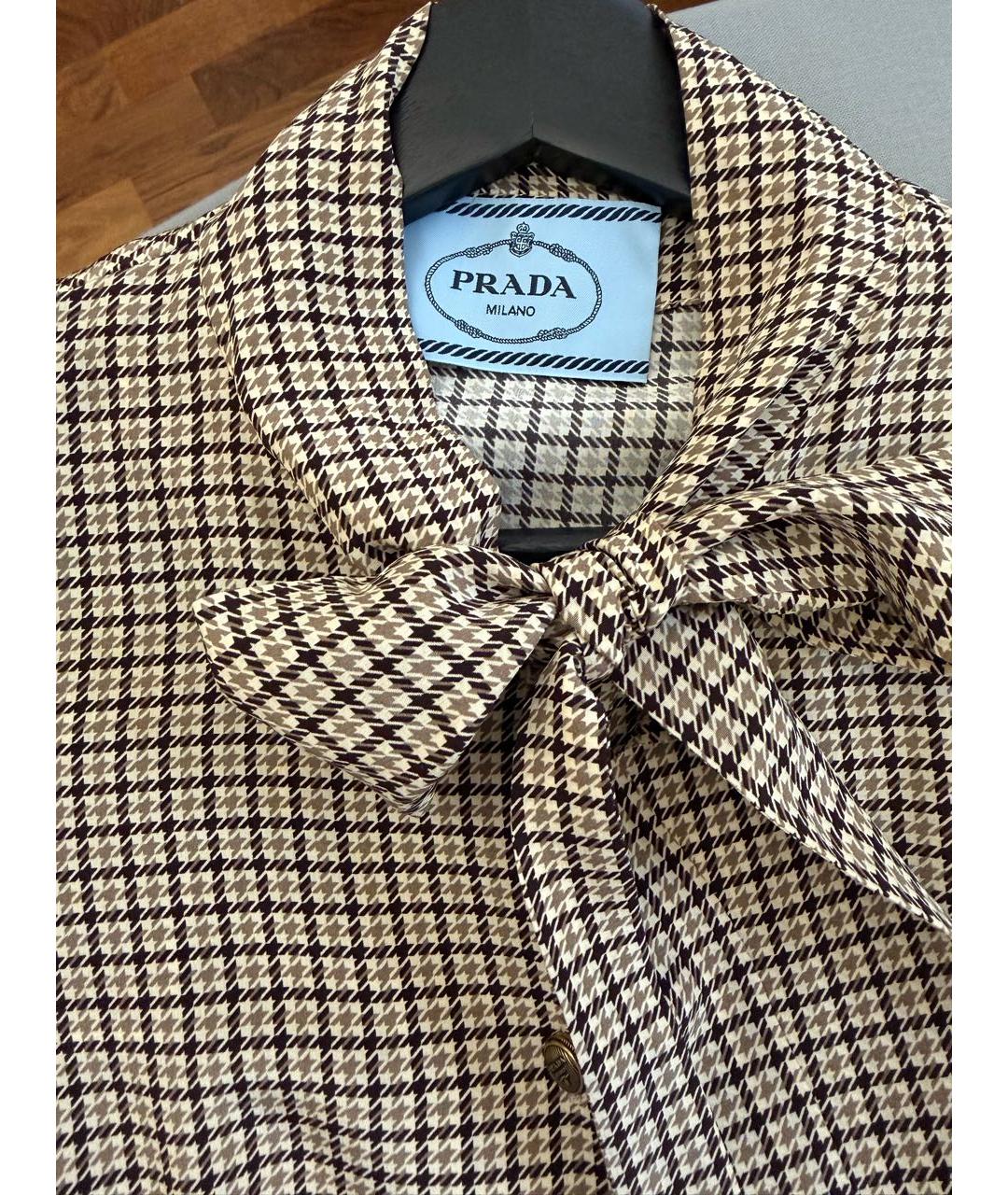 PRADA Горчичное шелковое повседневное платье, фото 3