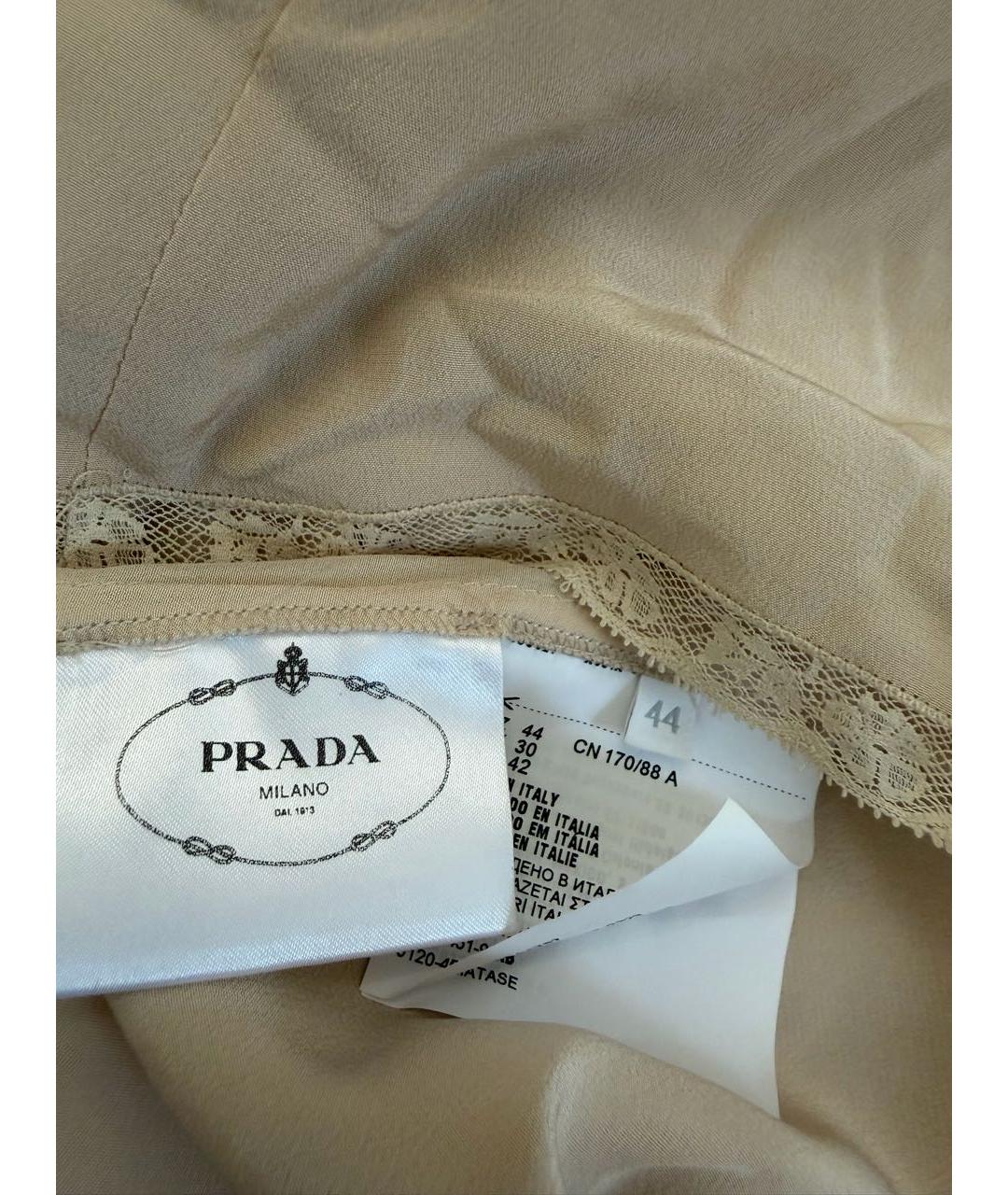 PRADA Горчичное шелковое повседневное платье, фото 5