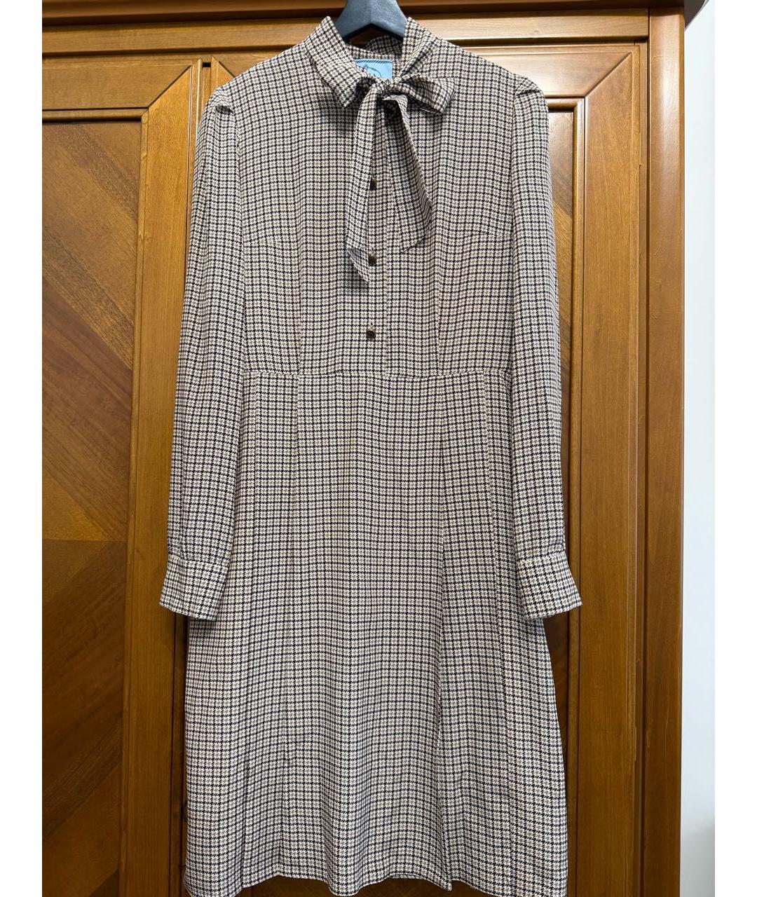 PRADA Горчичное шелковое повседневное платье, фото 6