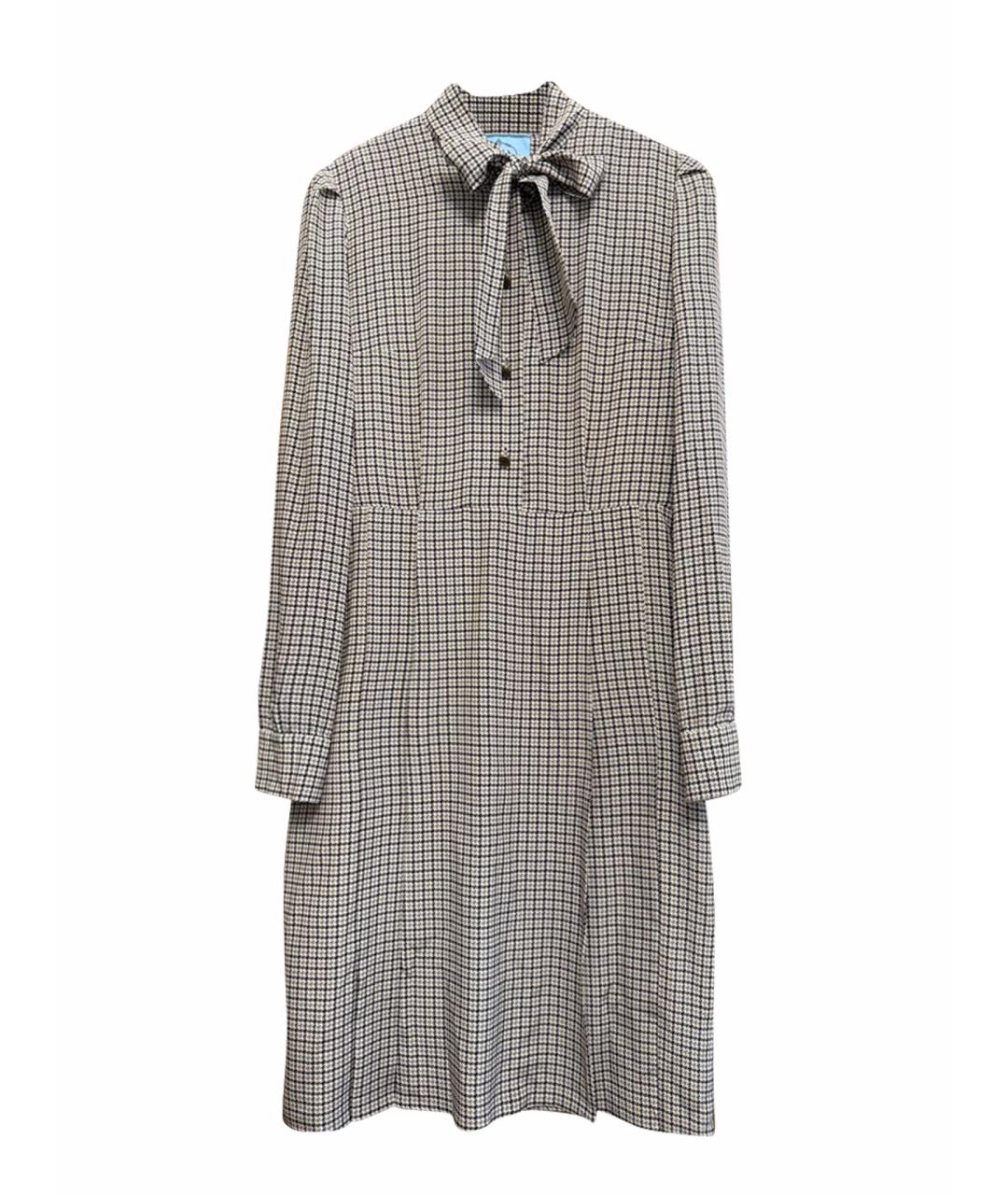 PRADA Горчичное шелковое повседневное платье, фото 1