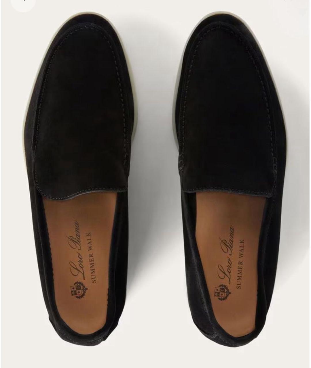 LORO PIANA Черные замшевые лоферы, фото 2