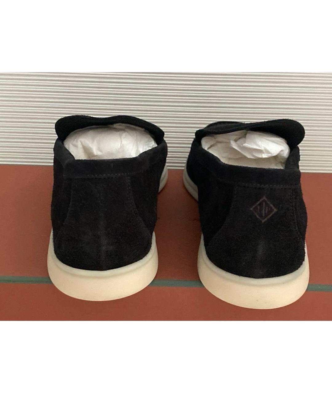 LORO PIANA Черные замшевые лоферы, фото 3