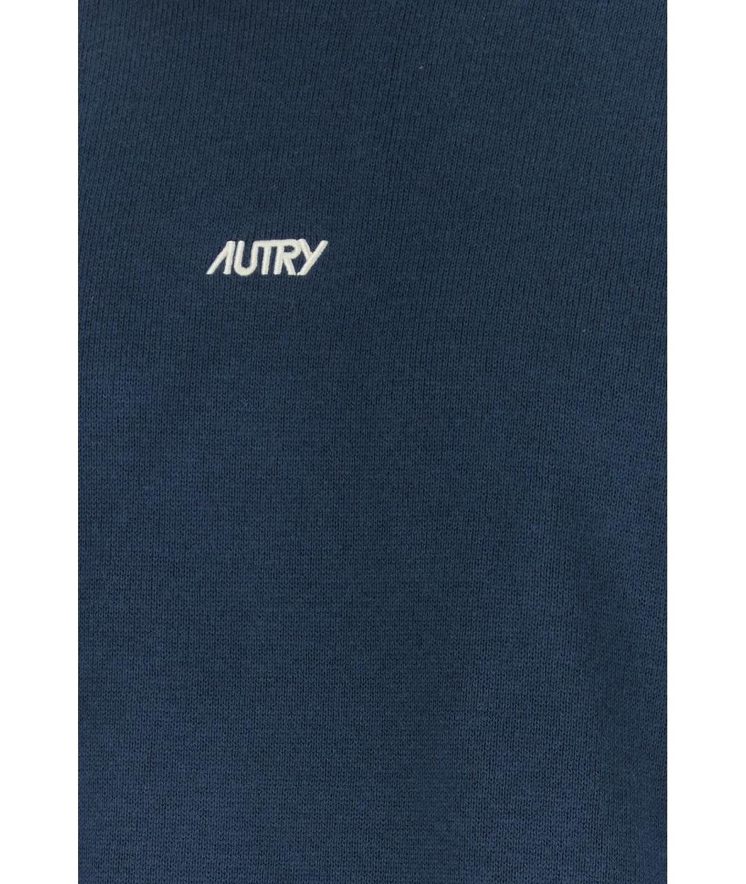 AUTRY Синее хлопковое поло с длинным рукавом, фото 3