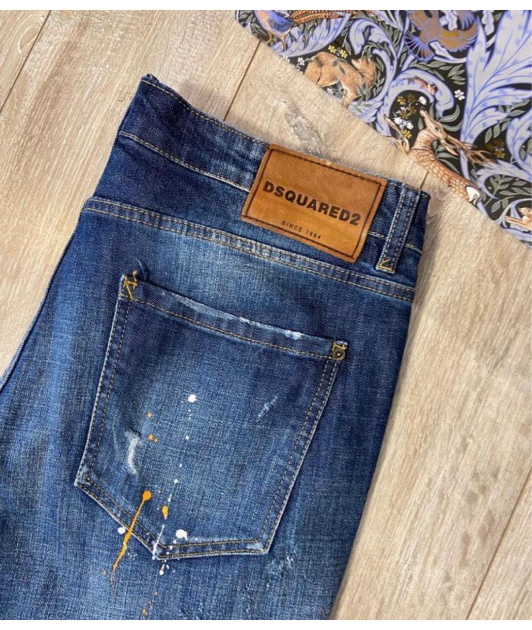 DSQUARED2 Синие хлопко-эластановые джинсы скинни, фото 5