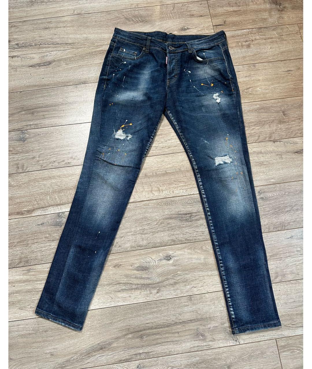 DSQUARED2 Синие хлопко-эластановые джинсы скинни, фото 9