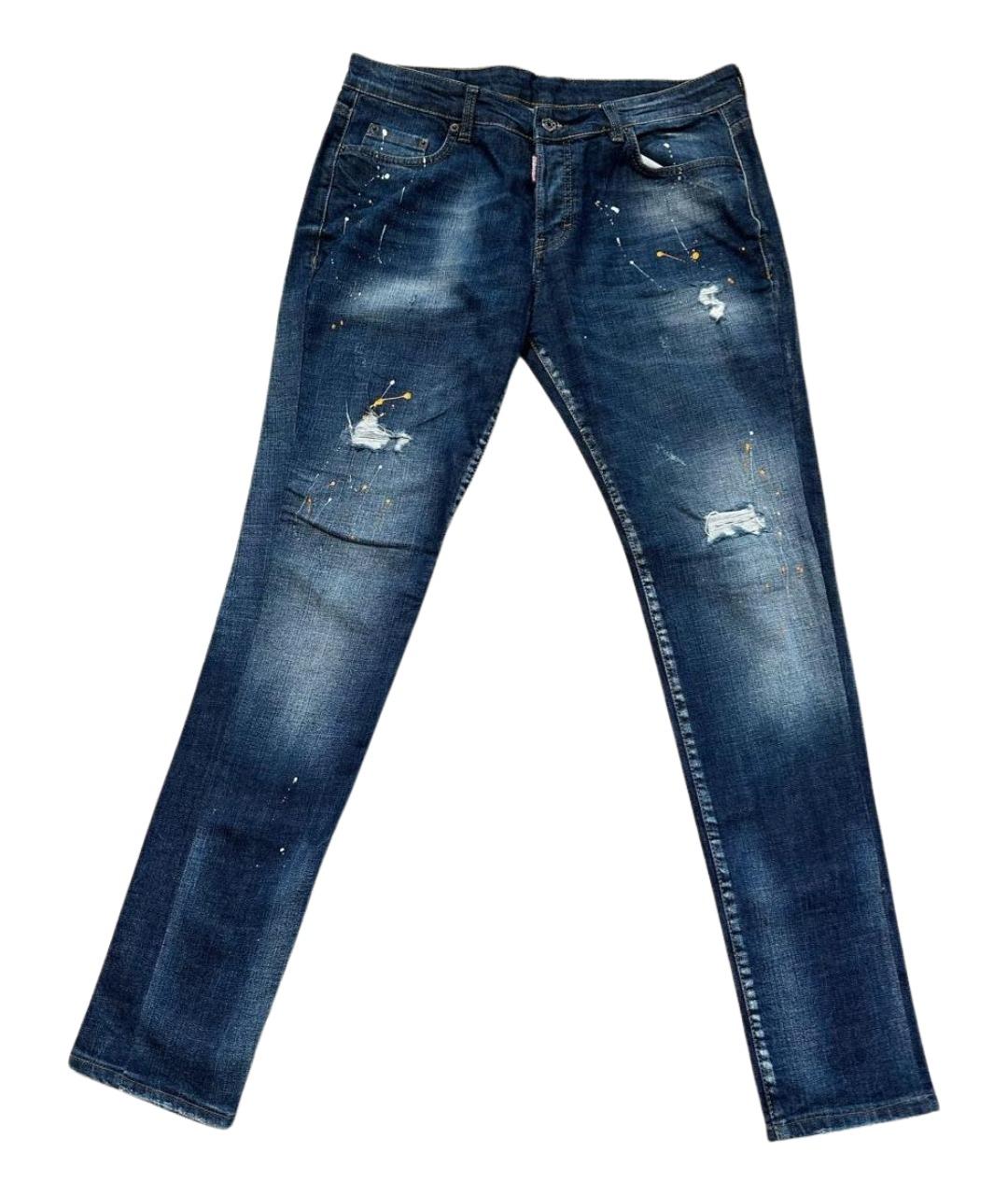 DSQUARED2 Синие хлопко-эластановые джинсы скинни, фото 1