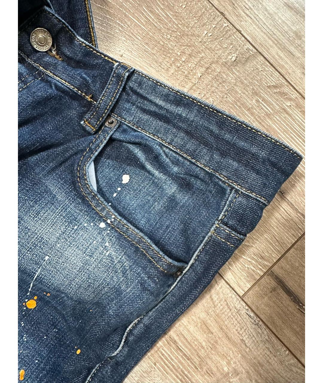 DSQUARED2 Синие хлопко-эластановые джинсы скинни, фото 4