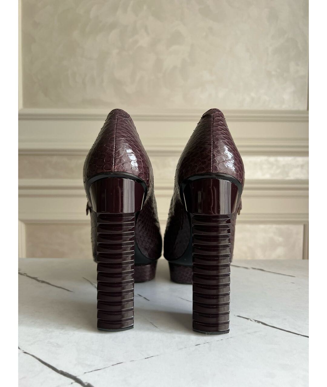 APERLAI Бордовые туфли из экзотической кожи, фото 4