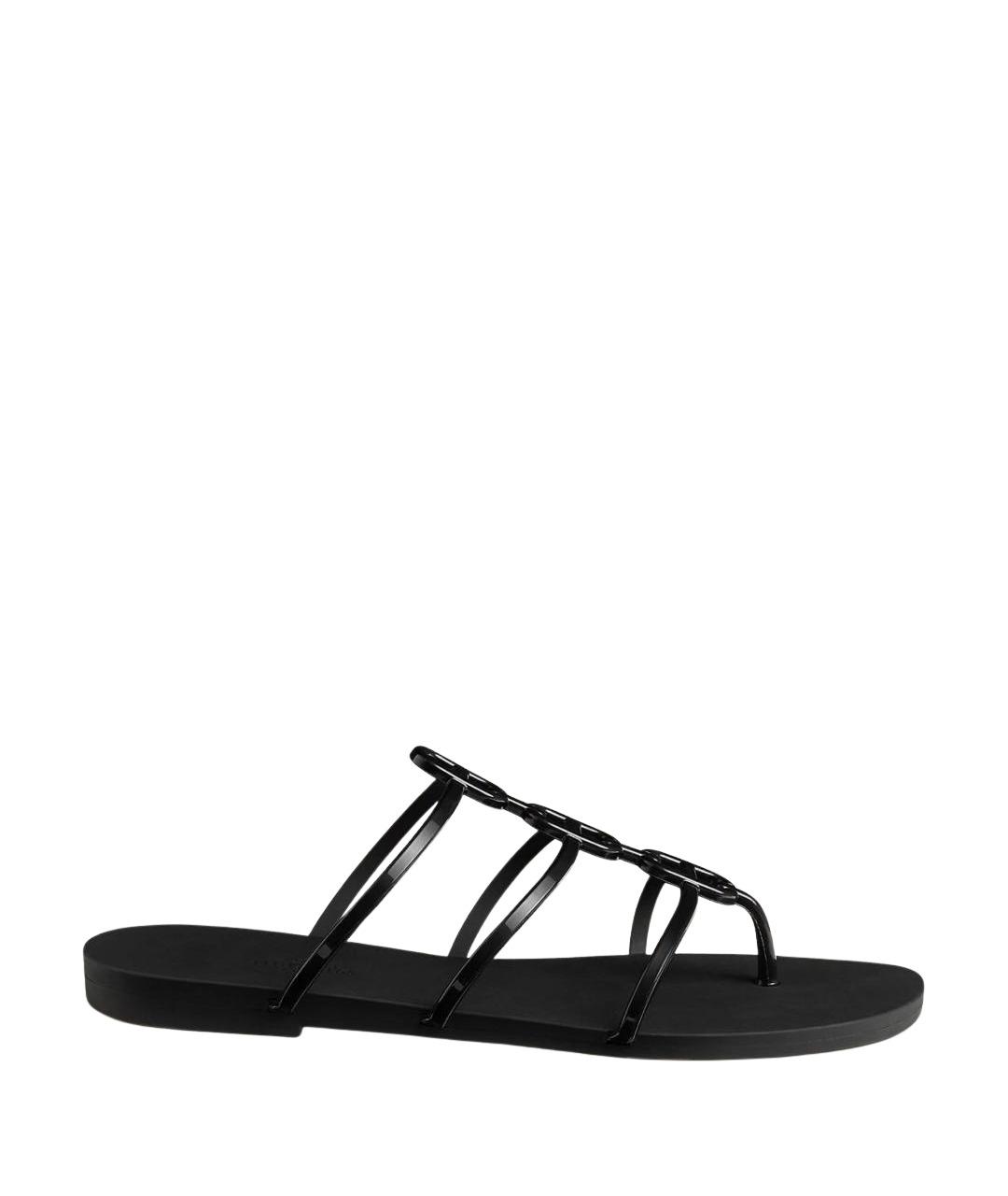 HERMES Черные резиновые шлепанцы, фото 1