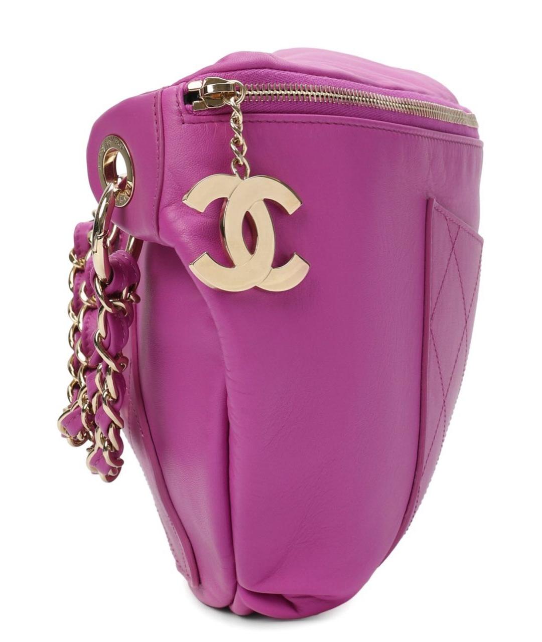 CHANEL Фуксия кожаная поясная сумка, фото 7