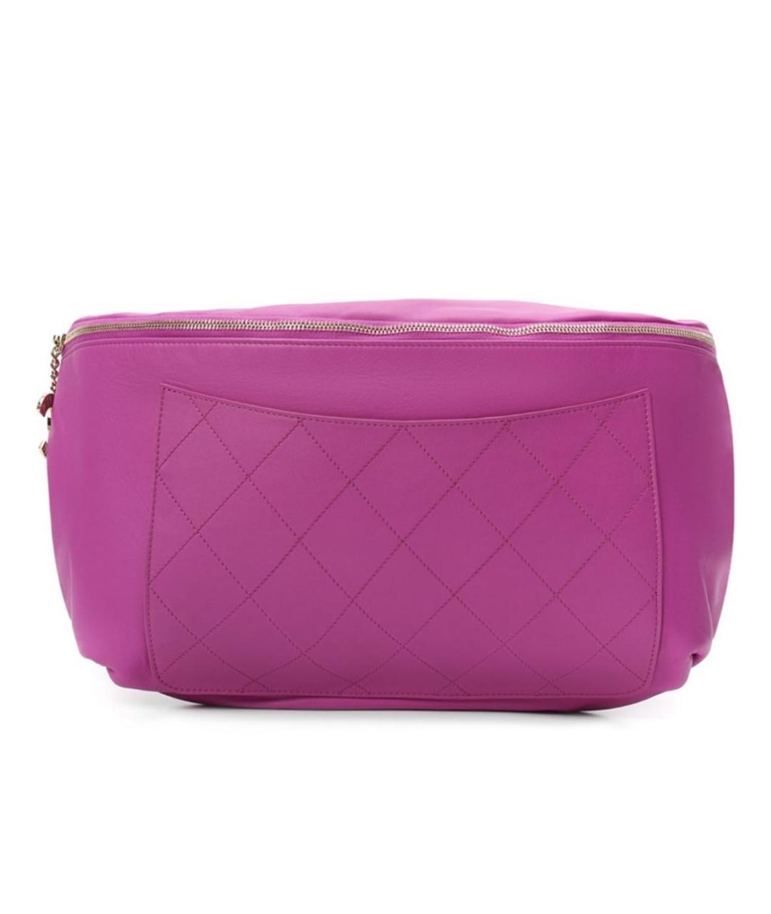 CHANEL Фуксия кожаная поясная сумка, фото 4