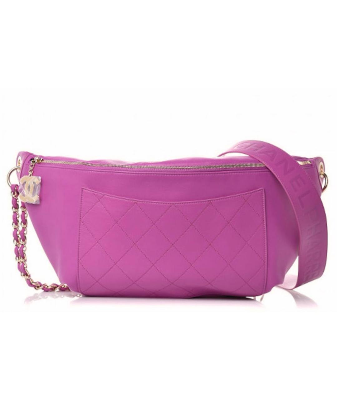 CHANEL Фуксия кожаная поясная сумка, фото 9