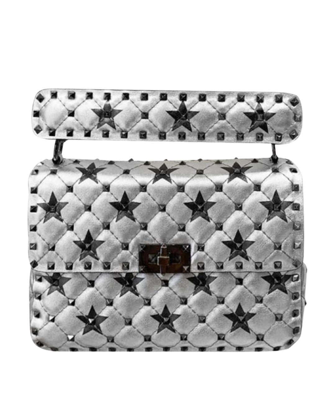 VALENTINO Серебряная кожаная сумка с короткими ручками, фото 1