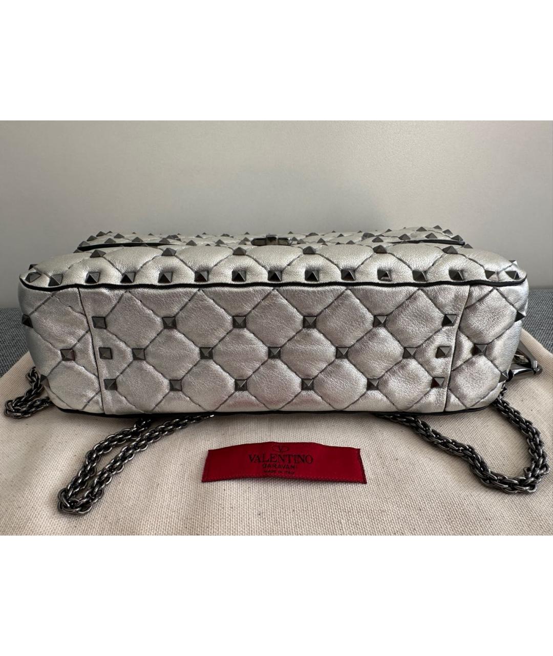 VALENTINO Серебряная кожаная сумка с короткими ручками, фото 5
