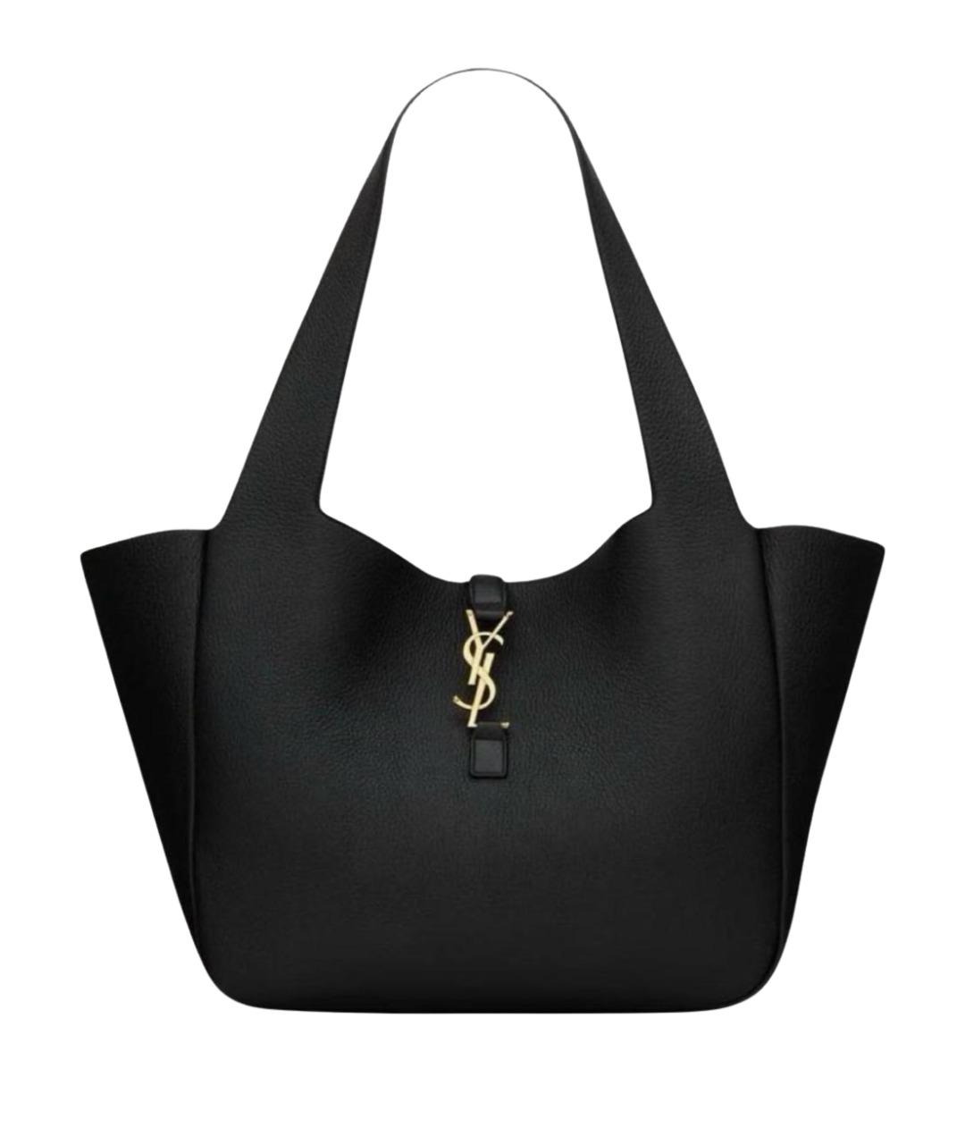 SAINT LAURENT Черная кожаная сумка тоут, фото 1
