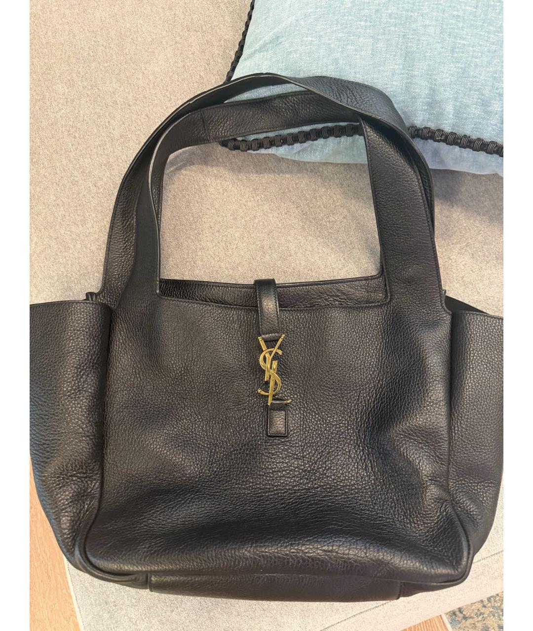 SAINT LAURENT Черная кожаная сумка тоут, фото 5