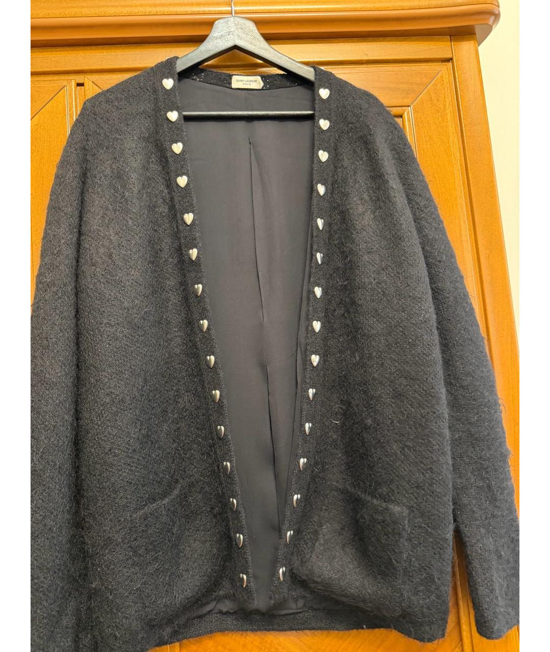 SAINT LAURENT Черный шерстяной кардиган, фото 5