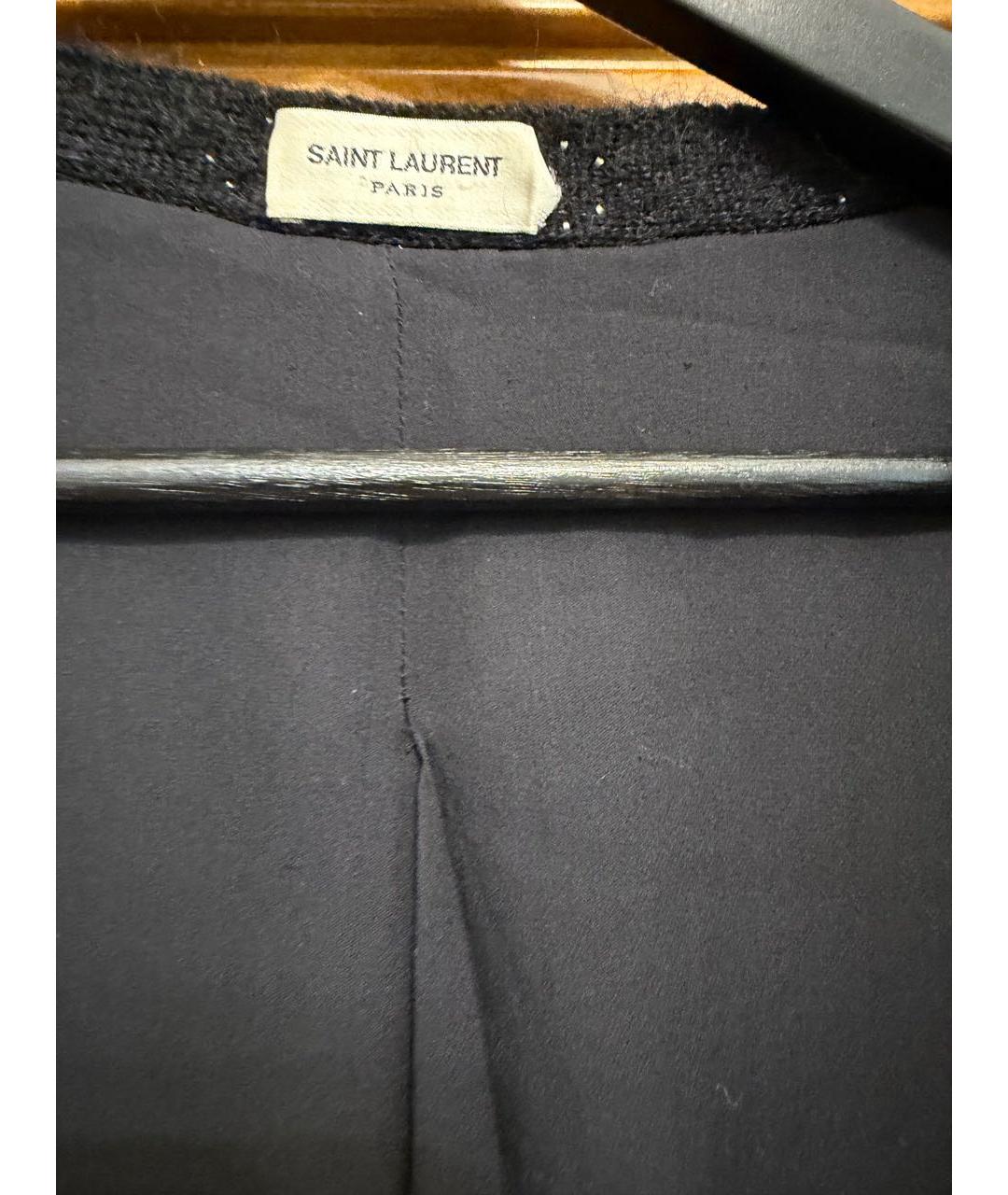 SAINT LAURENT Черный шерстяной кардиган, фото 3
