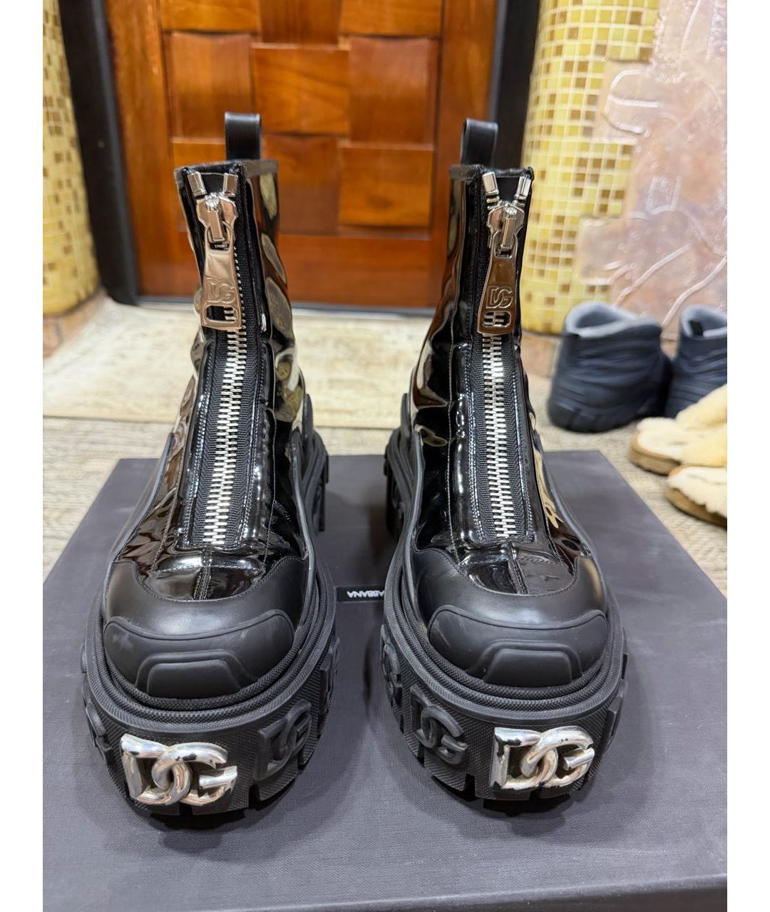 DOLCE&GABBANA Черные полусапоги из лакированной кожи, фото 2
