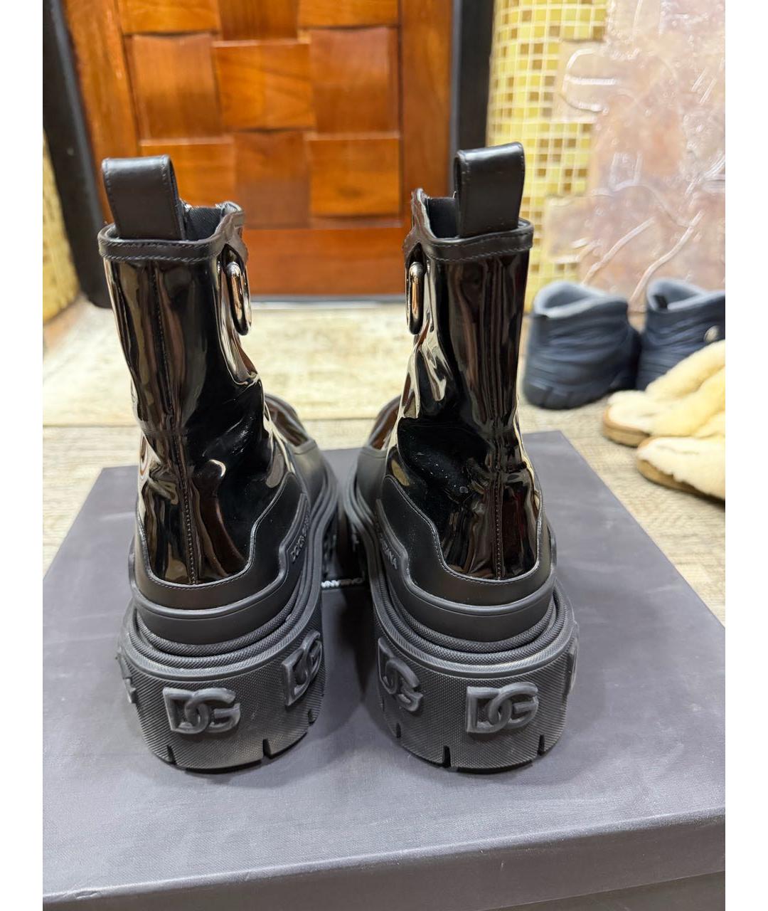 DOLCE&GABBANA Черные полусапоги из лакированной кожи, фото 3