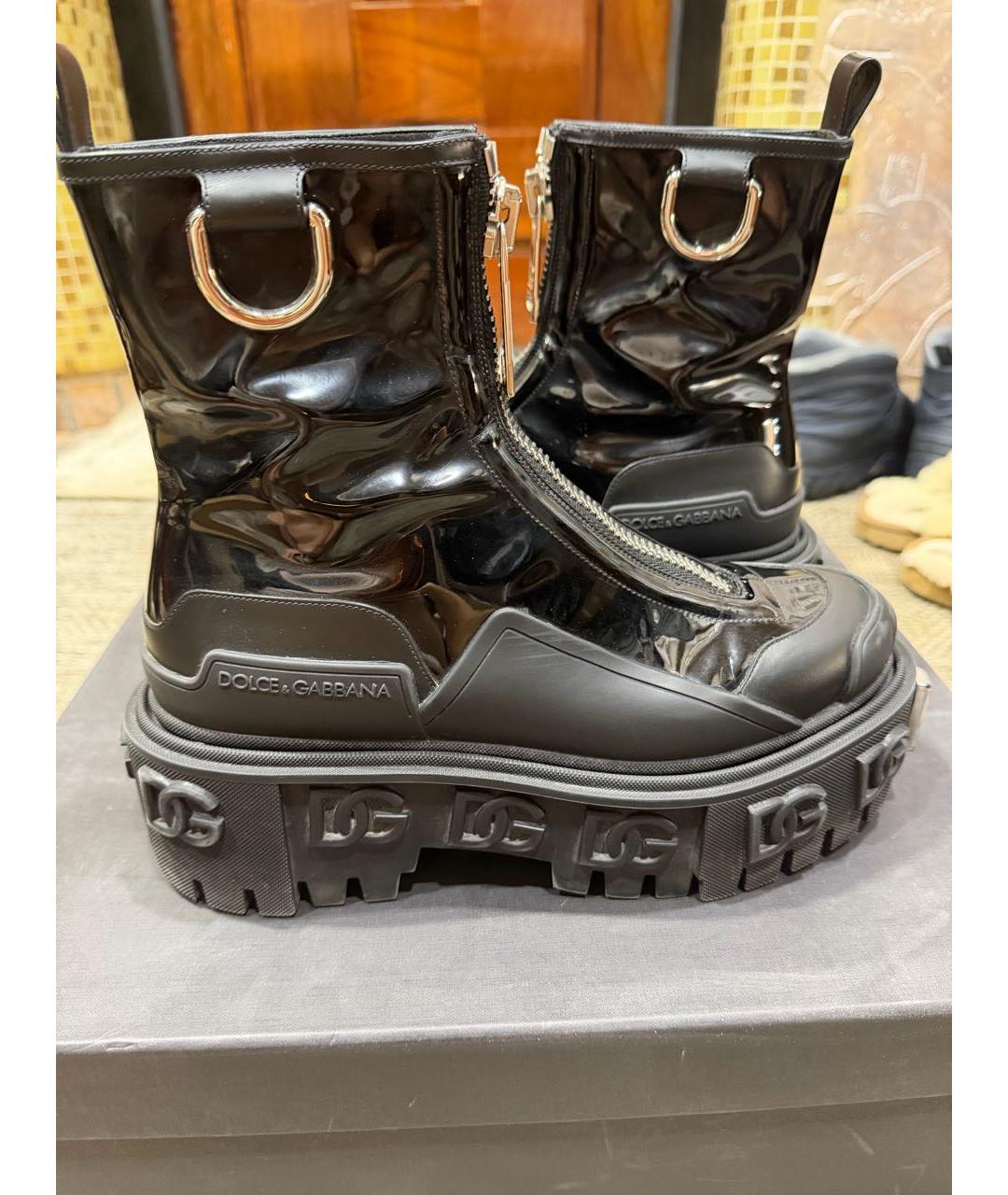 DOLCE&GABBANA Черные полусапоги из лакированной кожи, фото 5