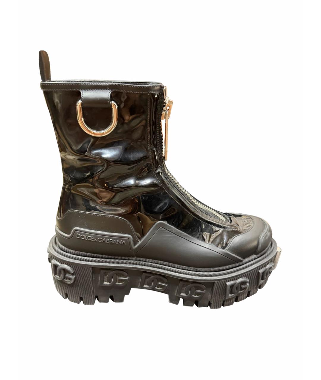 DOLCE&GABBANA Черные полусапоги из лакированной кожи, фото 1