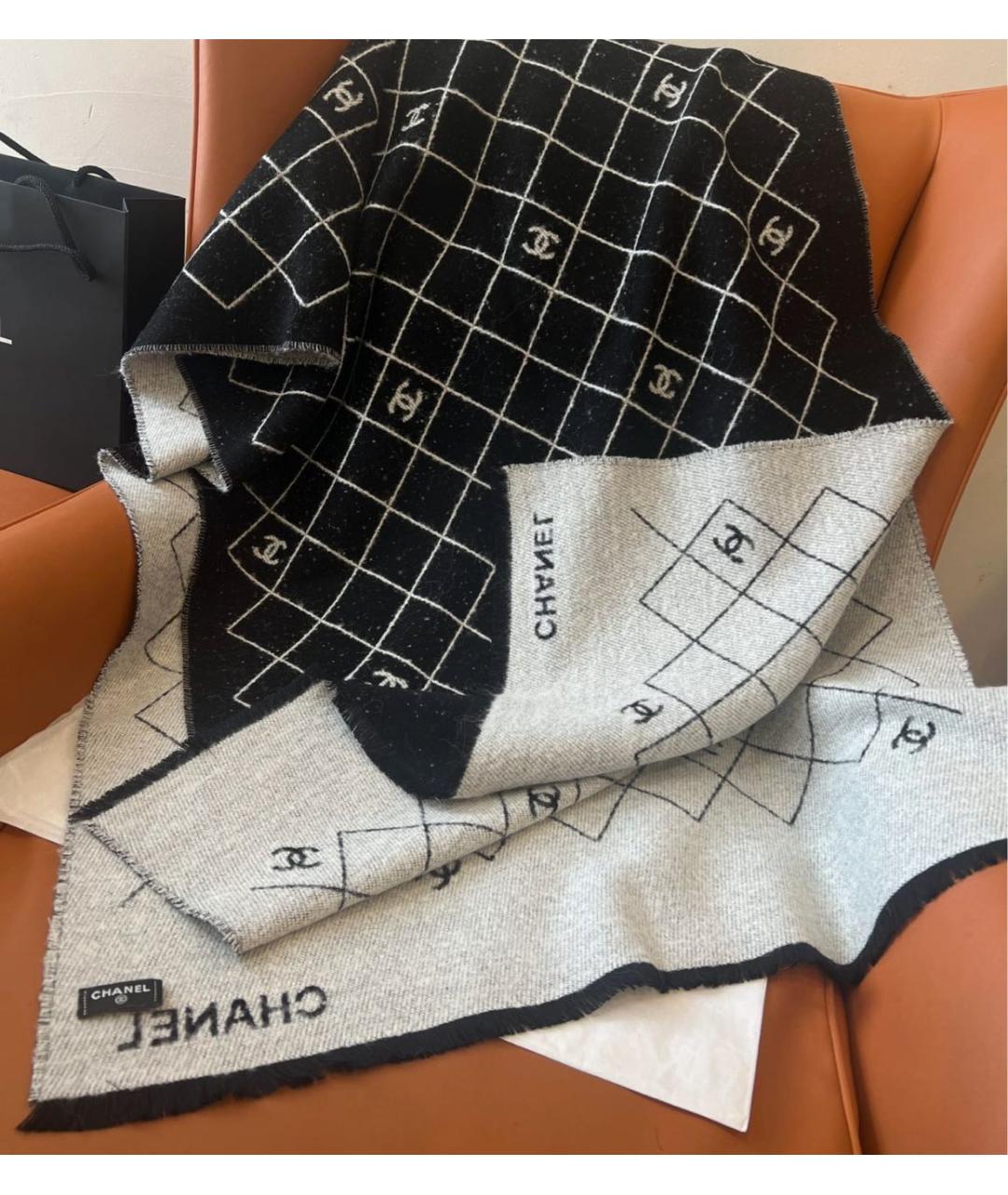 CHANEL Черный шарф, фото 4
