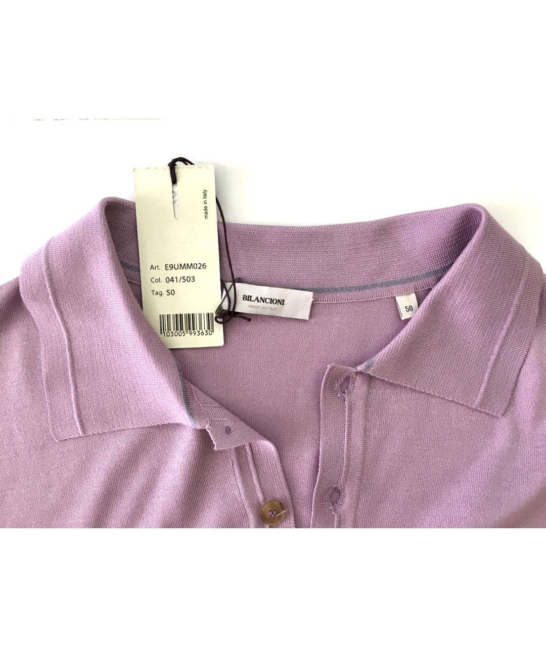 BILANCIONI Фиолетовое шелковое поло с коротким рукавом, фото 3