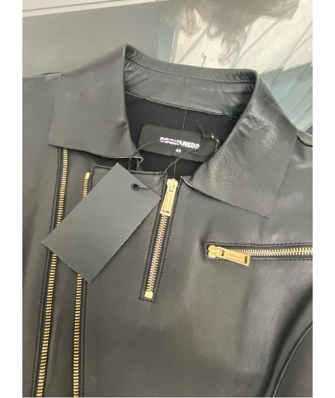 DSQUARED2 Черная кожаная куртка, фото 3
