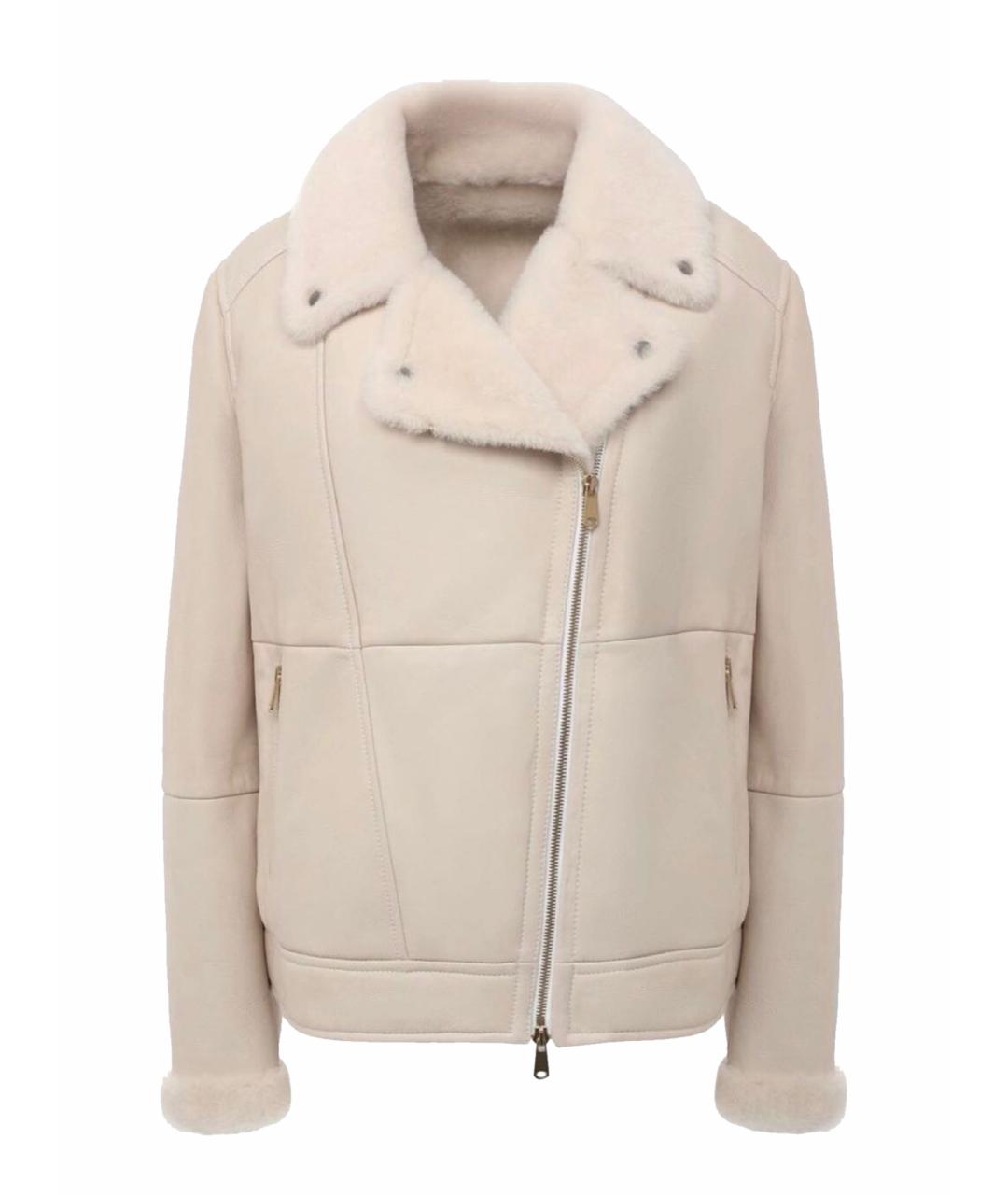 BRUNELLO CUCINELLI Бежевая кожаная дубленка, фото 1