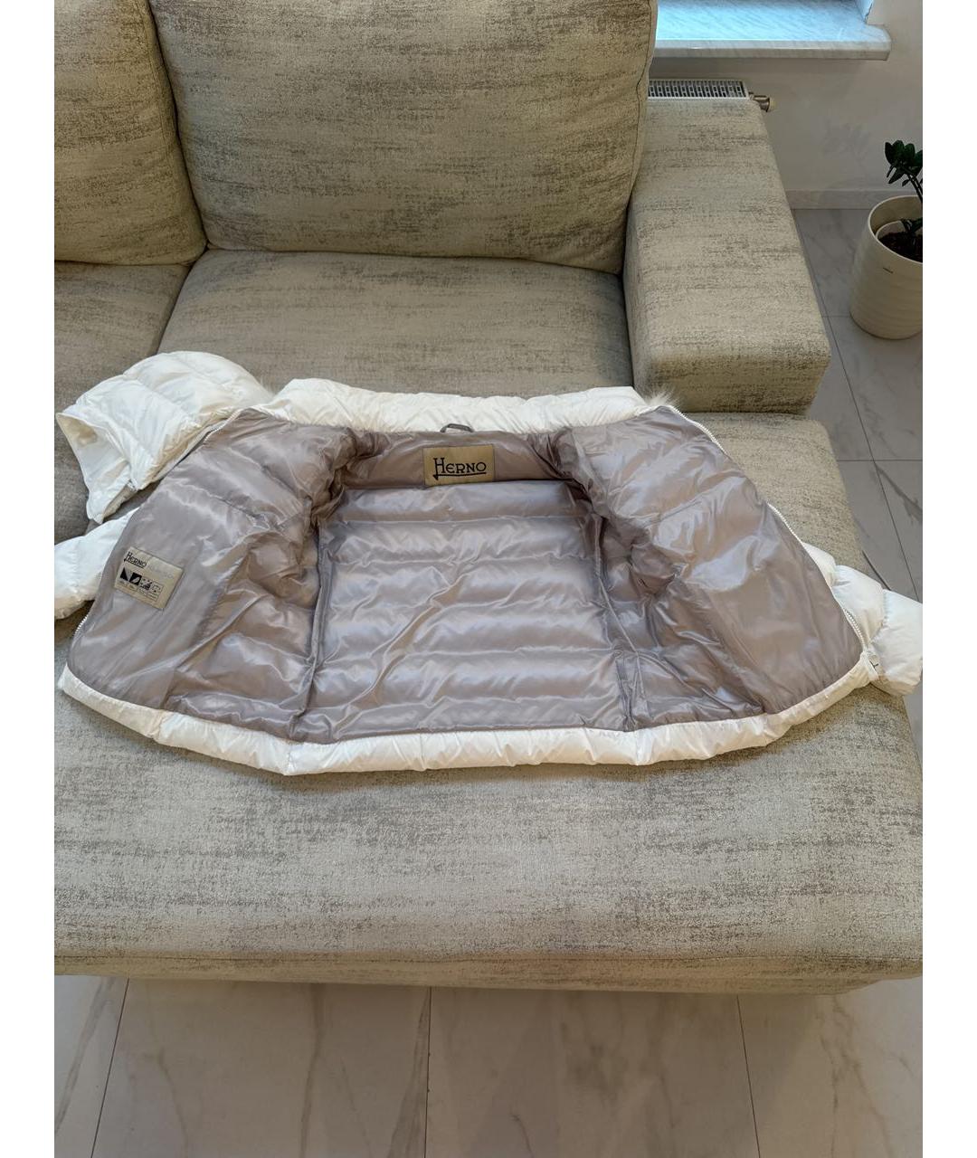 HERNO Белый полиэстеровый пуховик, фото 4