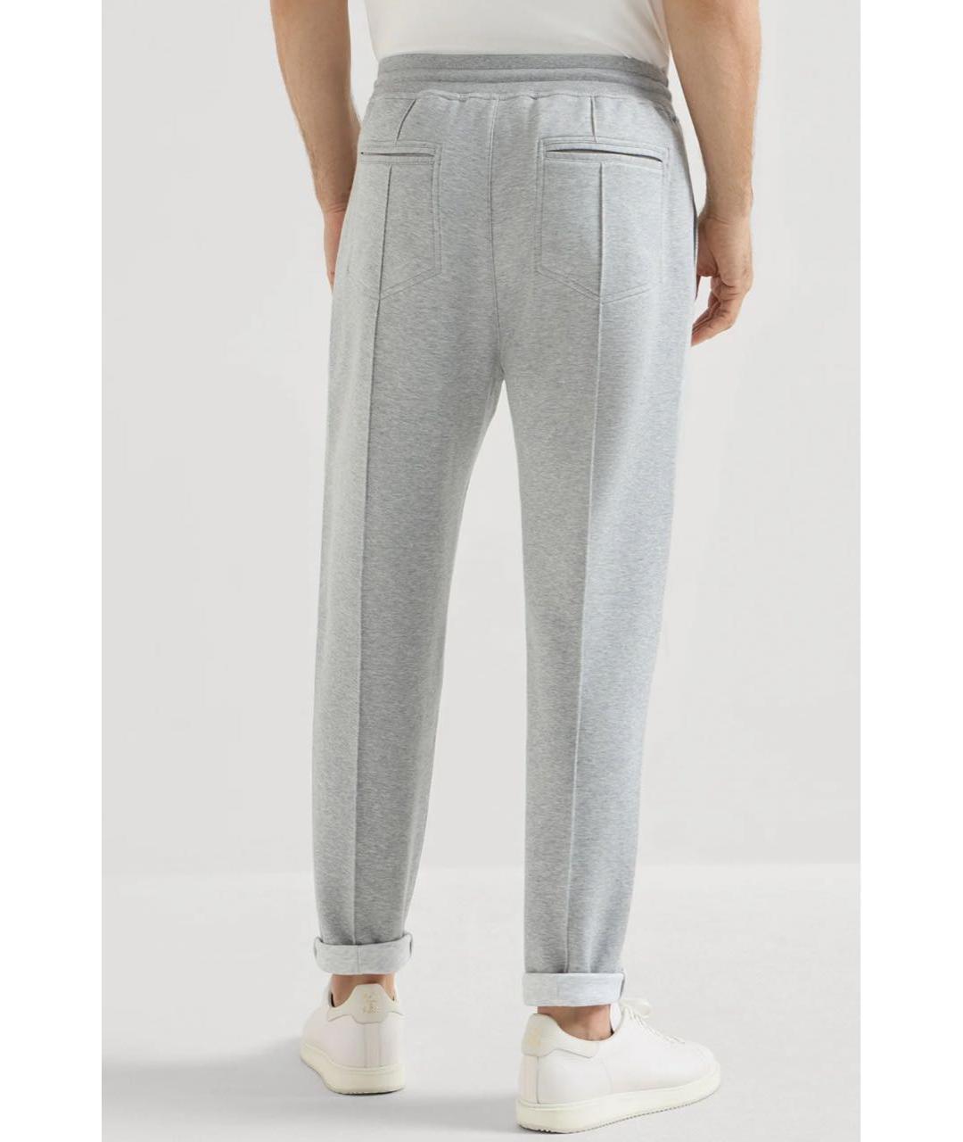 BRUNELLO CUCINELLI Серые хлопковые повседневные брюки, фото 2
