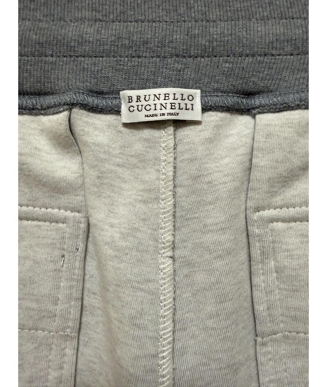 BRUNELLO CUCINELLI Серые хлопковые повседневные брюки, фото 8