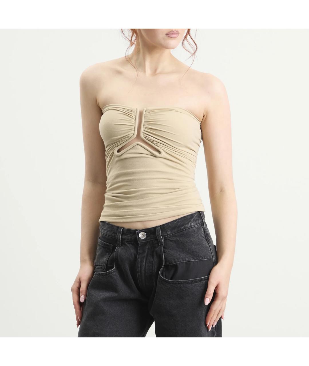 RICK OWENS Бежевая полиамидовая майка, фото 3