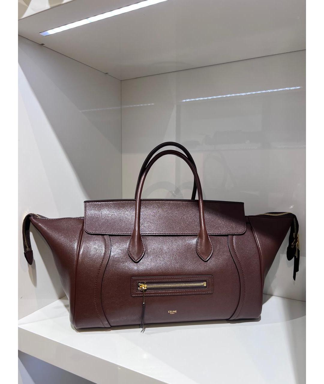 CELINE Коричневая кожаная сумка тоут, фото 2