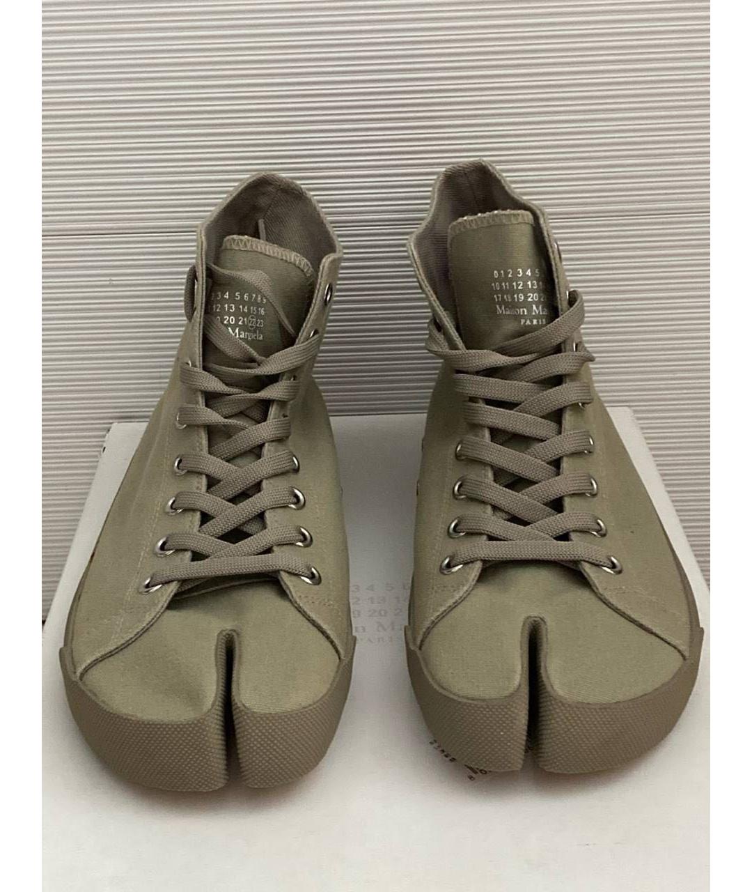 MAISON MARGIELA Хаки текстильные высокие кроссовки / кеды, фото 2