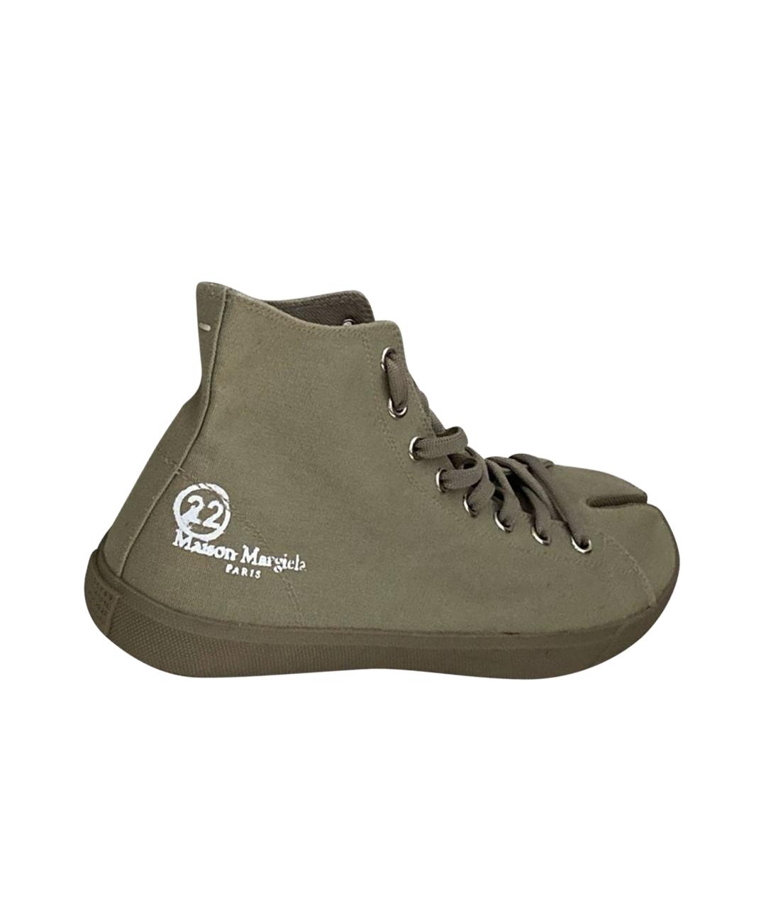 MAISON MARGIELA Хаки текстильные высокие кроссовки / кеды, фото 6
