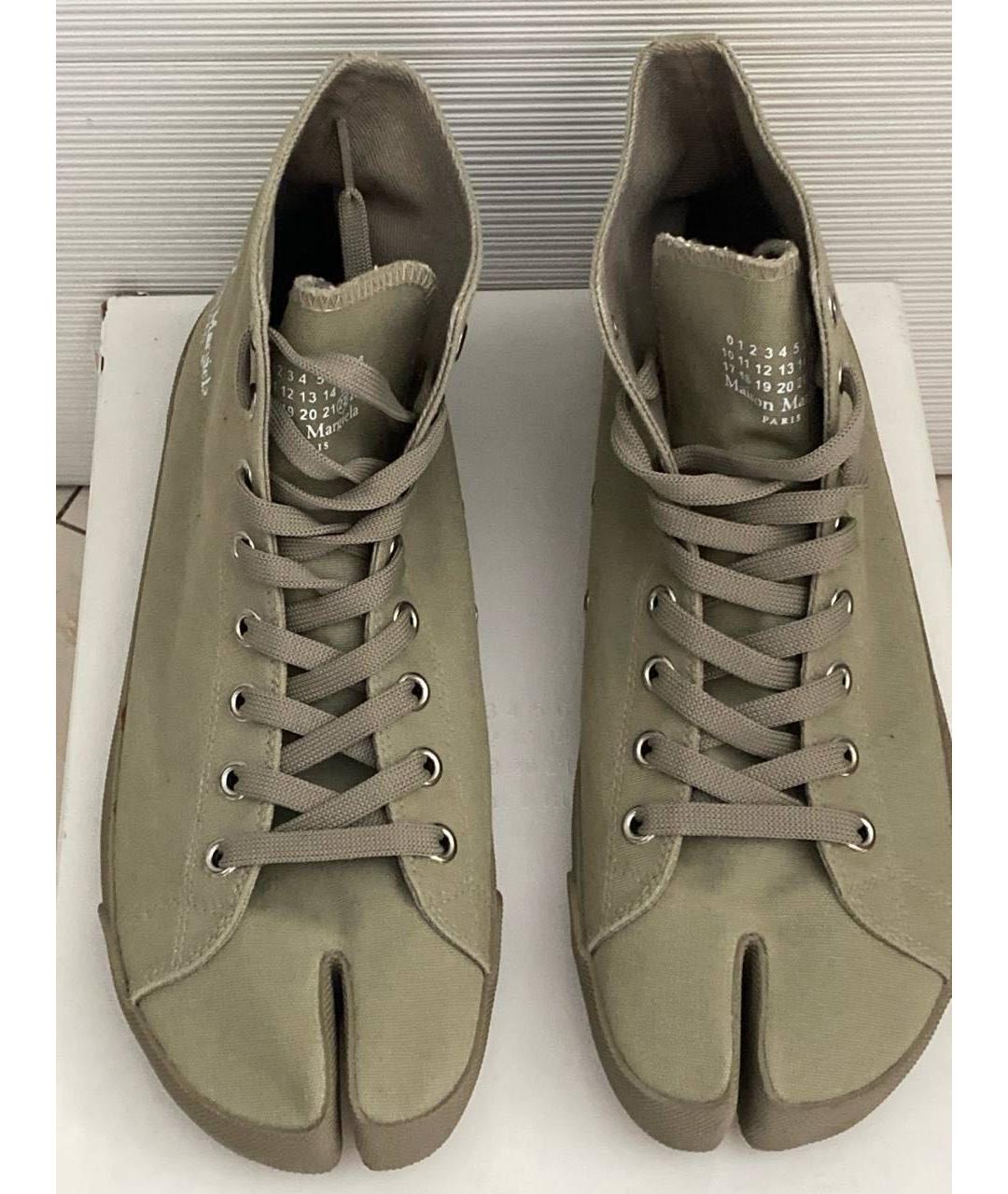MAISON MARGIELA Хаки текстильные высокие кроссовки / кеды, фото 3