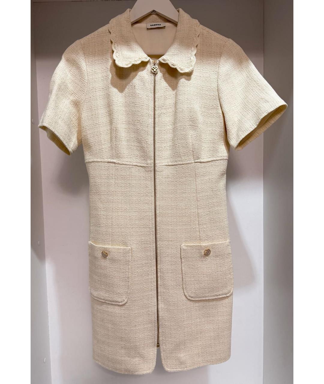 SANDRO Бежевое хлопковое повседневное платье, фото 2