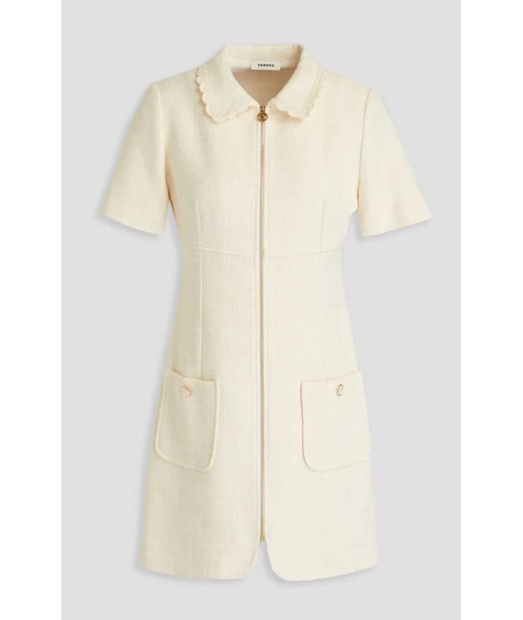 SANDRO Бежевое хлопковое повседневное платье, фото 9