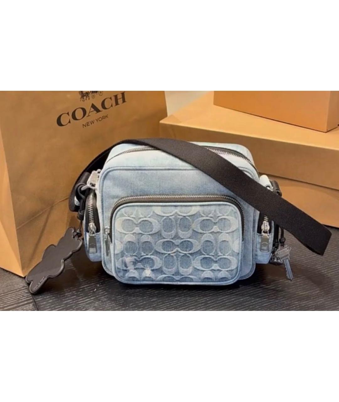 COACH Голубая деним сумка через плечо, фото 8
