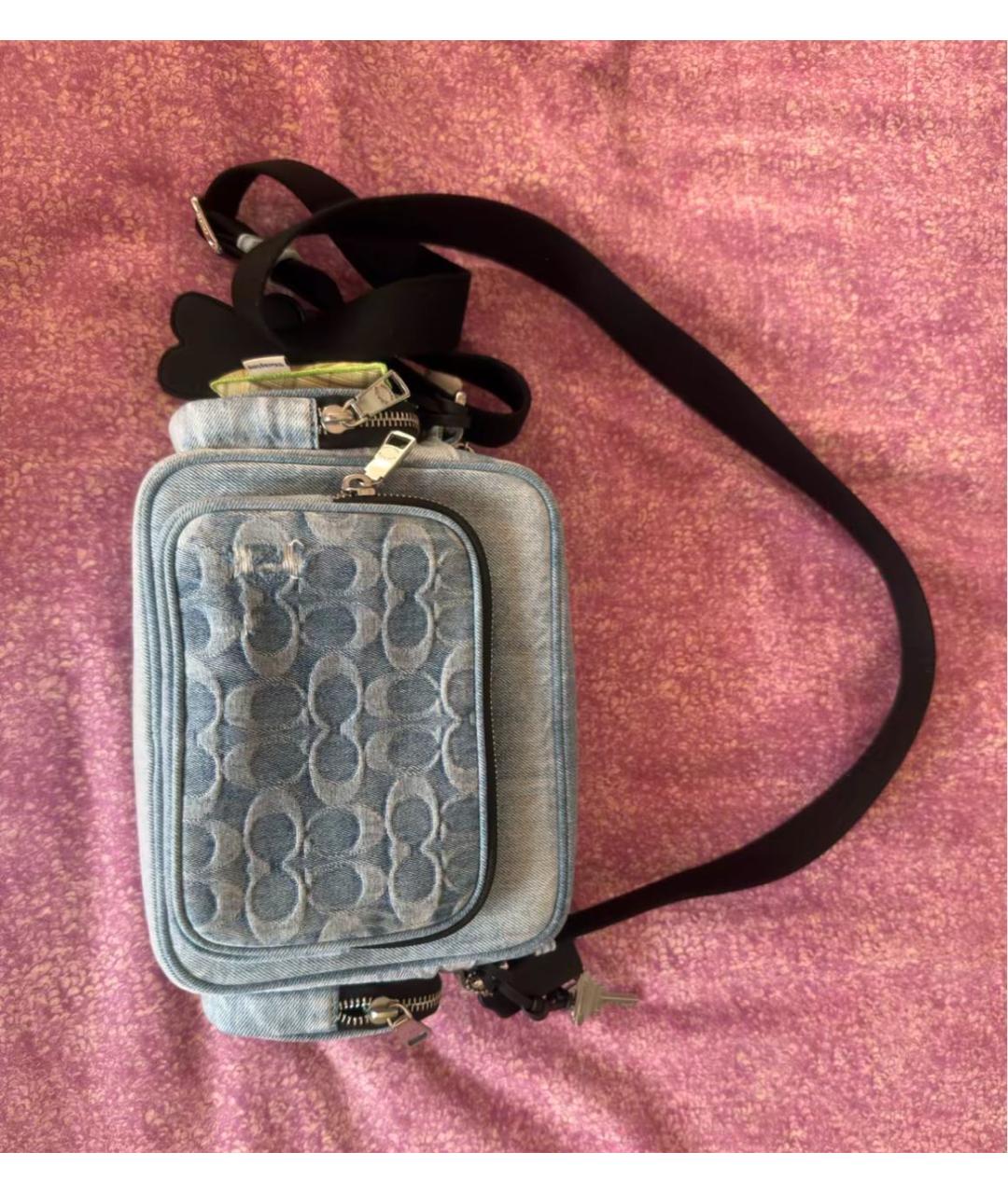 COACH Голубая деним сумка через плечо, фото 4