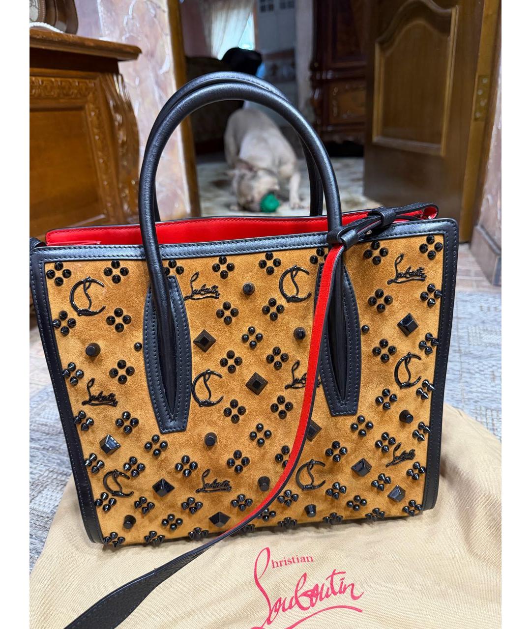 CHRISTIAN LOUBOUTIN Коричневая кожаная сумка через плечо, фото 5