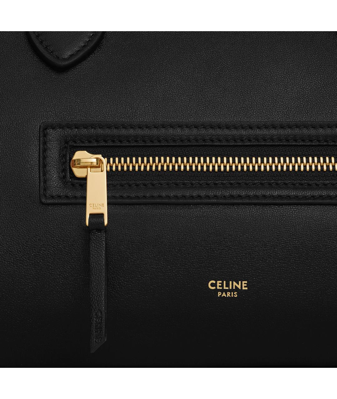 CELINE Черная кожаная сумка тоут, фото 4