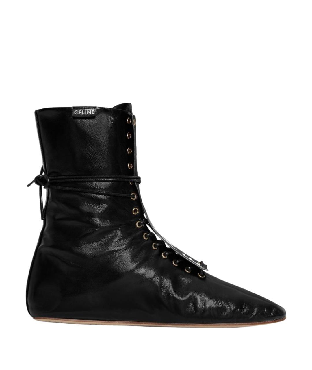 CELINE Черные кожаные ботинки, фото 1