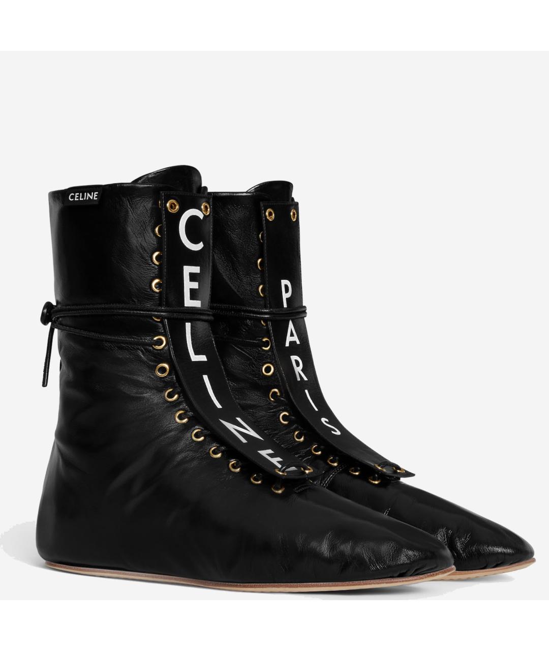 CELINE Черные кожаные ботинки, фото 2