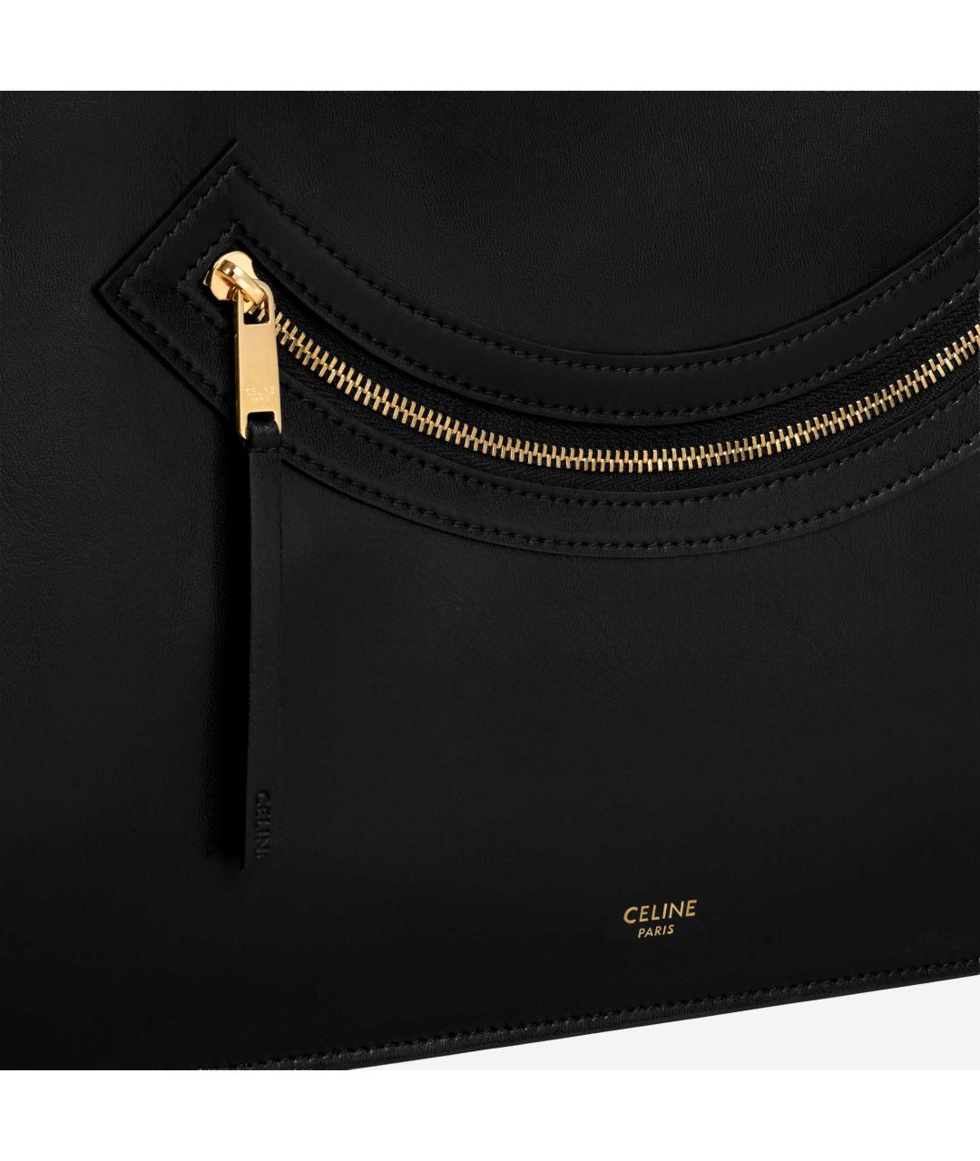 CELINE Черная кожаная сумка тоут, фото 4