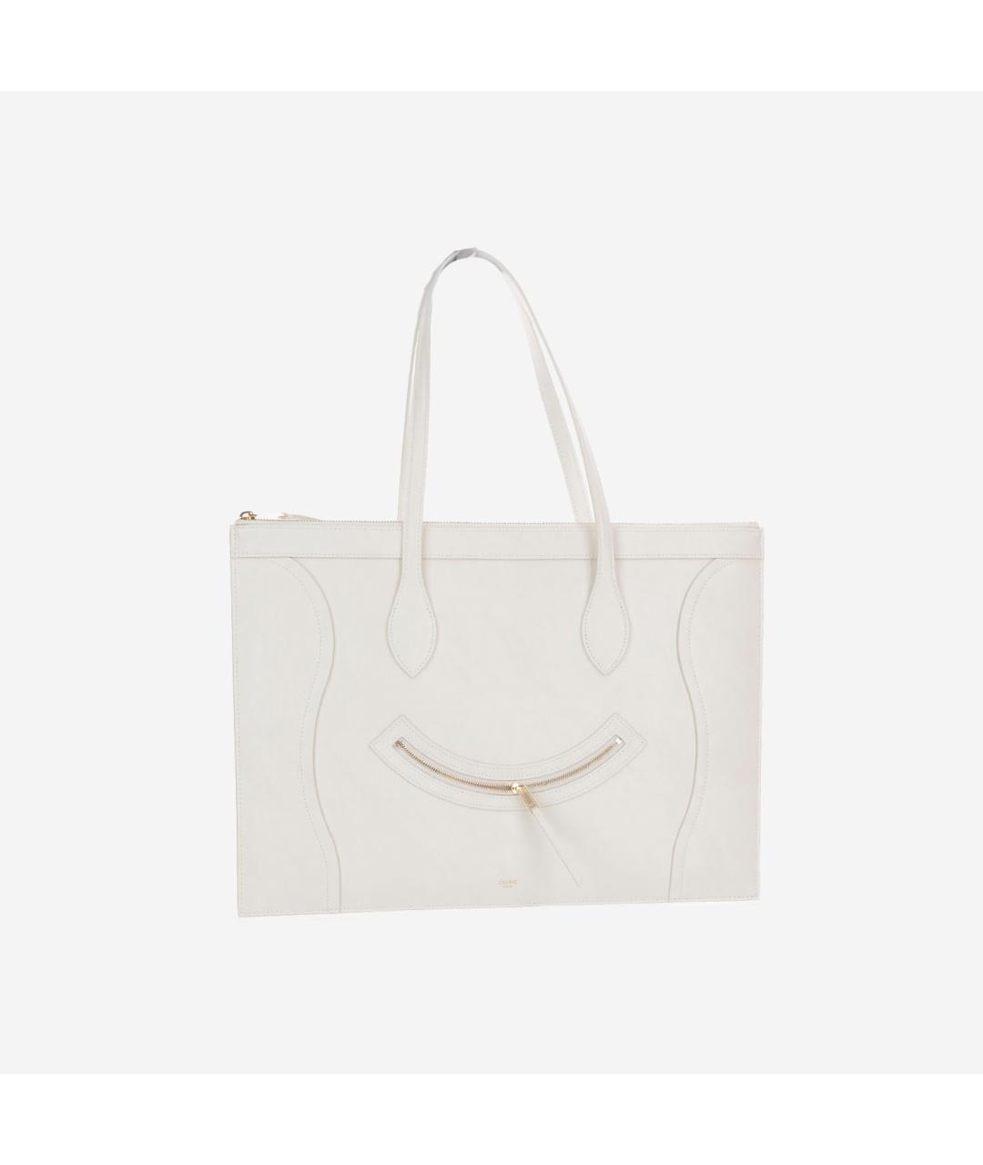 CELINE Белая кожаная сумка тоут, фото 4